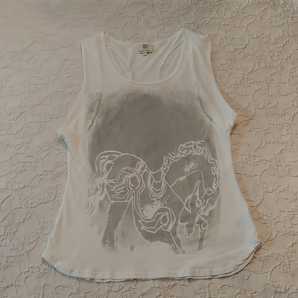 Women's White and Gray Muscle Tee